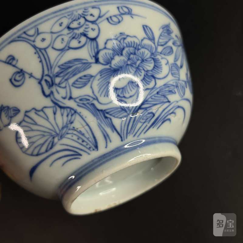 清嘉庆 青花淡描四季花卉纹碗 - 图8